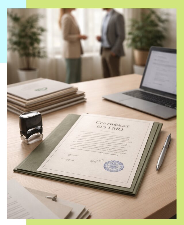 Сертификат без ГМО в Мценске от 7595 р. оформить срочно Алешин-Мцн